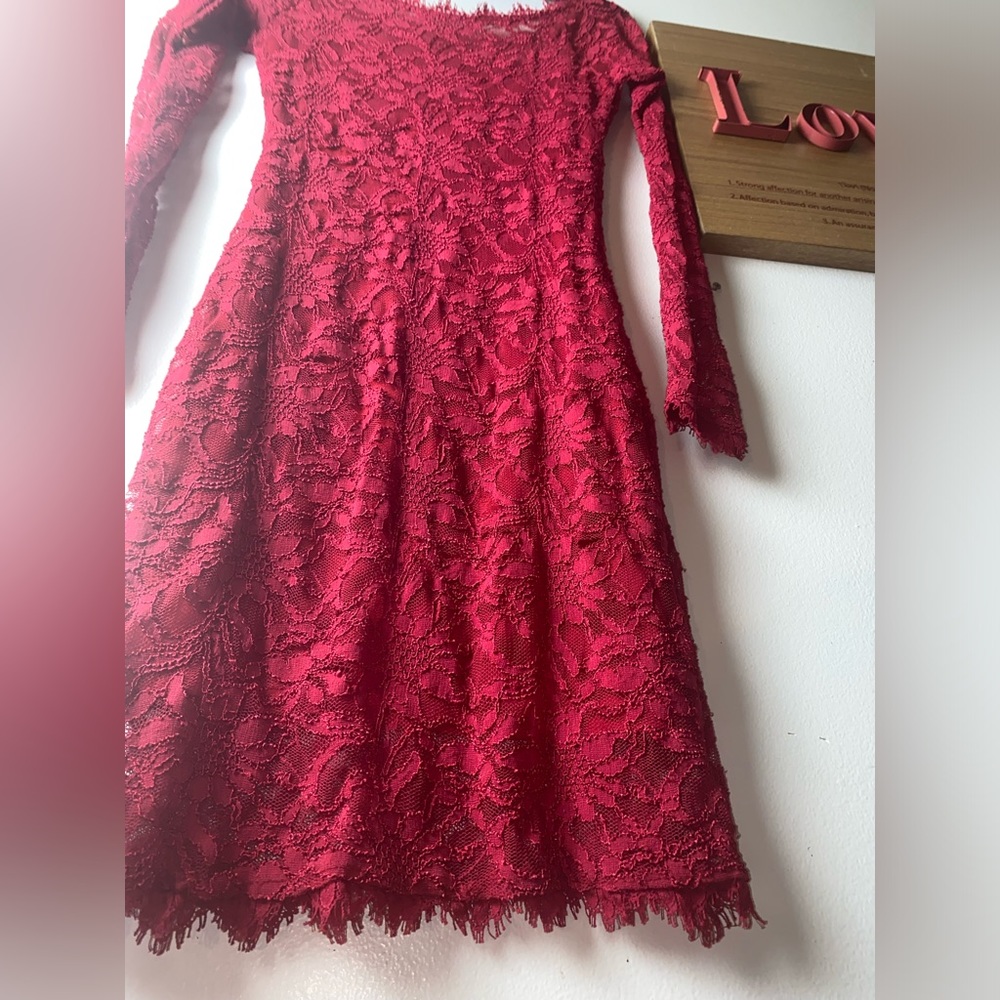 Red lace dress that comes with silk slip